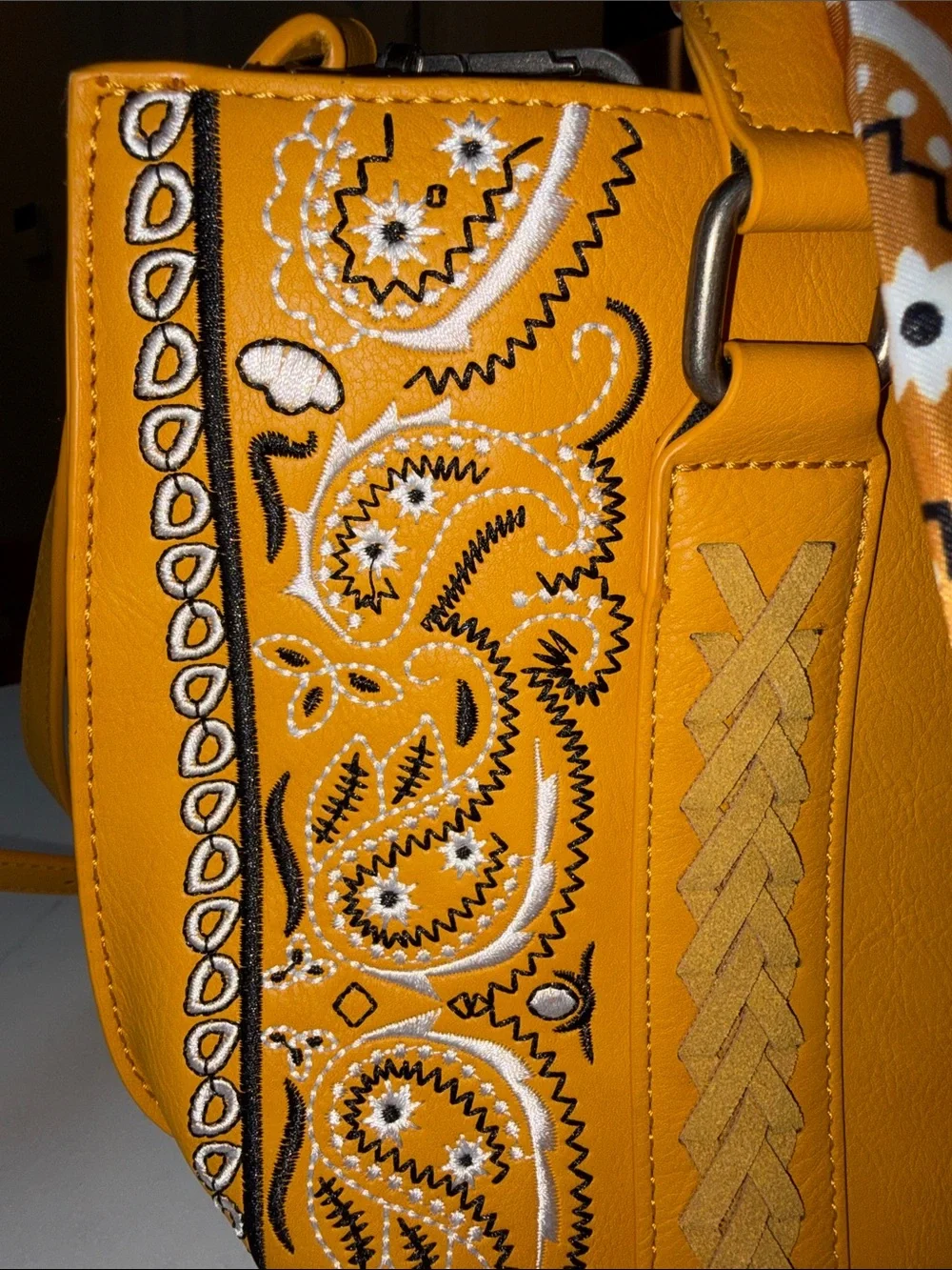 Wrangler Mustard Yellow Bandana-Trim Satchel
